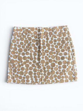 J.Crew Deco Dot Mini Skirt Tan White Cotton Polka Dot Size 2